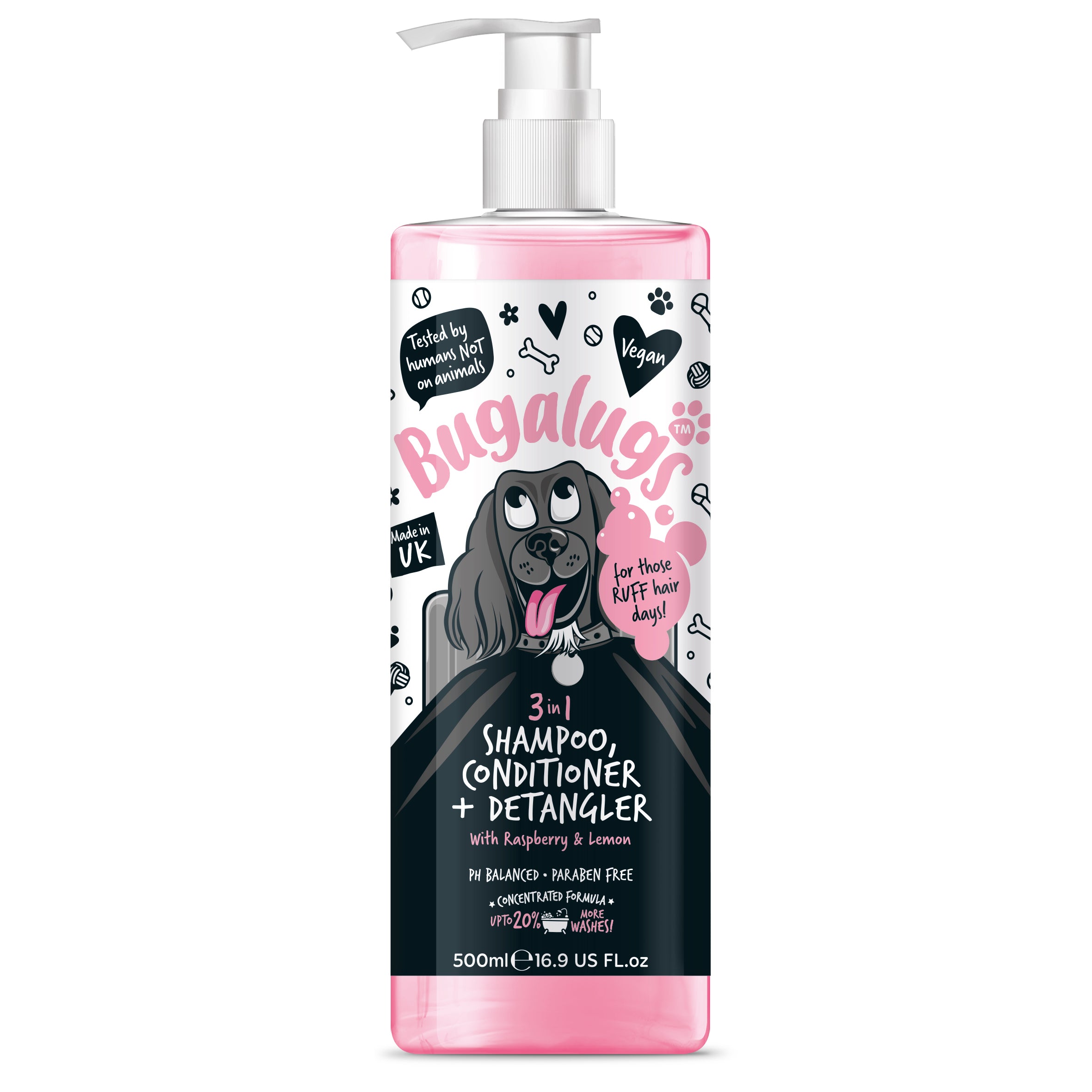 Bugalugs in Dog Shampoo, Conditioner Detangler Raspberry